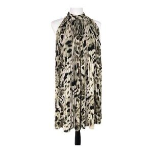 Vince‎ Camuto High Neck Sleeveless Halter Dress V Shaped Back Animal print PM